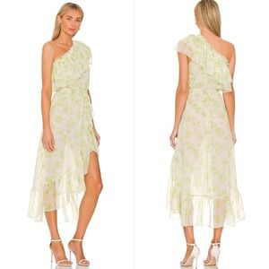 NWT | Revolve x Misa | Rumi One Shoulder Midi Dress in Honeydew Blossom